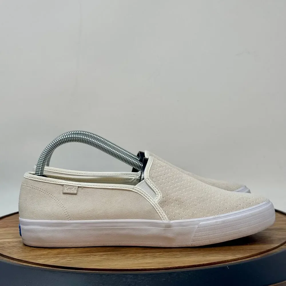 KEDS Double Decker Perforated Slip On Sneakers Off White Casual Shoes Women's 10